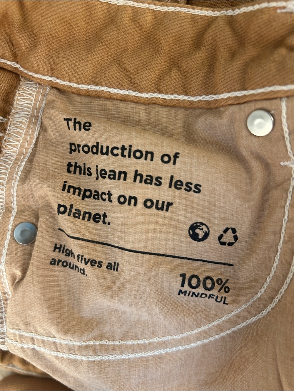 Brown Mom Jeans with Bleached Paterns - Picture 5 of 5